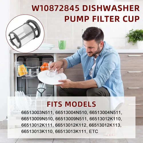 Miniatura 5 de Repuesto de taza de filtro de bomba de lavavajillas W10872845 compatible con Whirl-pool Ken-more Ama-na Kitchen-iad Filtro de piezas