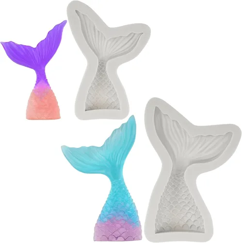 Miniatura 16 de Beasea Molde de fondant para pastel de sirena, 3 piezas de caballito de mar, estrella de mar, cola de sirena, molde de silicona para conchas