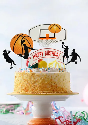 Miniatura 5 de Juego de 7 letras de baloncesto DIY feliz cumpleaños para niño pastel decoración de fiesta de pasteles deportes suministros de fiesta