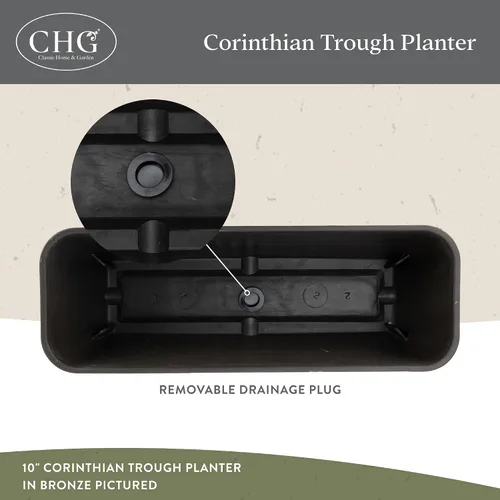 Miniatura 3 de Classic Home and Garden Jardinera Corinthian Trough, 10", Bronce