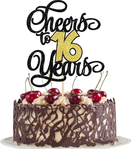 Miniatura 33 de 1 pieza de decoración para tartas de 40 años con purpurina para pastel de 40 años, 40 años, decoración fabulosa para tartas de cumpleaños de 40 Negro