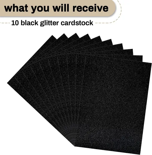 Miniatura 7 de Papel de cartulina con purpurina negra de Sukh - Cartulina con purpurina para manualidades A4 gruesa, colores para Halloween, Navidad, San Valentín