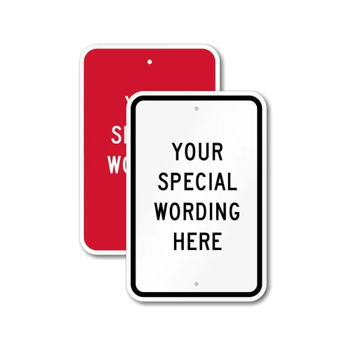 SmartSign Letrero vertical personalizado con texto en inglés "Add Your Own Wording", aluminio reflectante de grado de alta intensidad 3M, fabricado