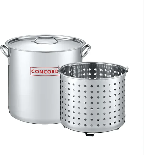Miniatura 9 de CONCORD Olla de acero inoxidable con cesta de vapor. Utensilios de cocina ideales para hervir y cocinar al vapor (120 cuartos de galón)