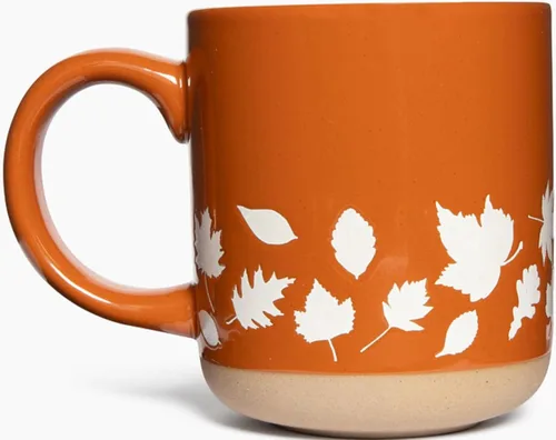 Miniatura 13 de Sweet Water Decor Taza de café de otoño con diseño de hojas marrones, taza de gres de 14 onzas para té y sidra, apta para microondas y lavavajillas