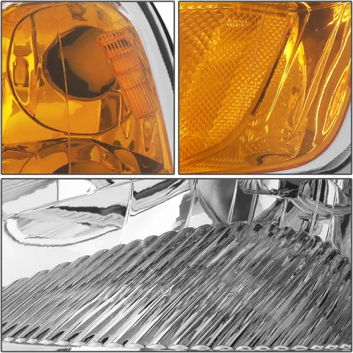 Miniatura 4 de DNA MOTORING Juego de faros compatible con Honda Civic Sedan/Coupe 01-03, Cromo/Ámbar, HL-OH-HC01-CH-AM