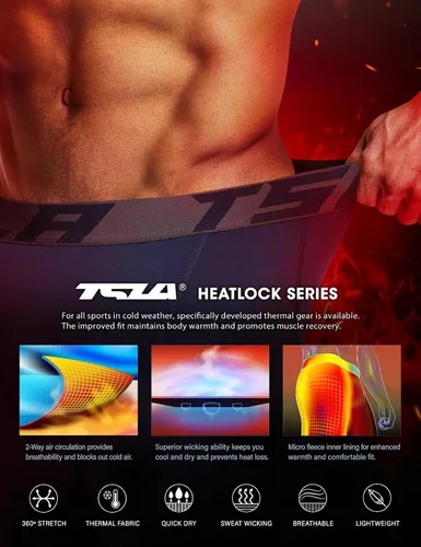 Miniatura 4 de TSLA - Paquete de 1 o 2 pantalones térmicos de compresión para hombre, leggings deportivos y mallas para correr, pantalones para usar como primera