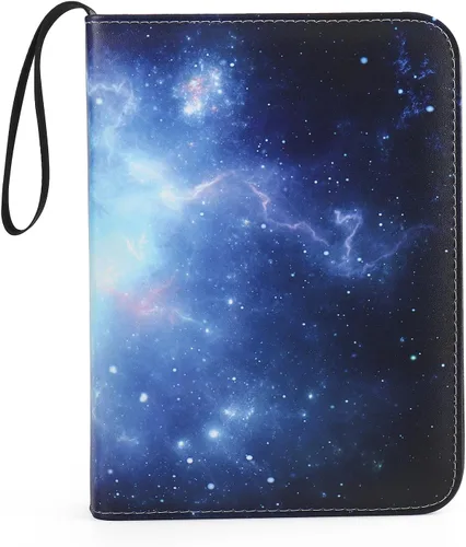Miniatura 2 de Carpetas de 4 bolsillos para 400 tarjetas, patrón de nebulosa azul oscuro