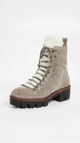 Miniatura 2 de Jeffrey Campbell Botas de combate Culvert Sherpa para mujer, color gris topo, bronceado, gris, talla 9.5 M de EE. UU, Bronceado, gris pardo