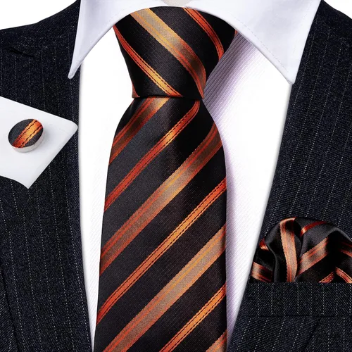 Miniatura 53 de Barry.Wang Juego de corbatas para hombre, corbata de seda a rayas, tejido a cuadros, gemelos formales, negocios, boda