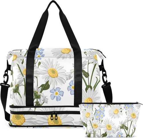 Miniatura 2 de Gym Bag Forget-me-not Flower Travel Duffel Bag - Sports Gym Bag with Dry Wet Pocket Cosmetic bag & Shoes Compartment for Women and Men