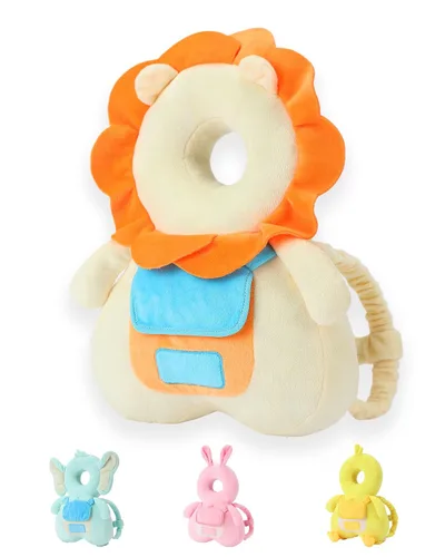 Miniatura 10 de JunNeng Mochila protectora de cabeza de bebé con chirriador, cojín de protección de seguridad para la cabeza del niño, conejo rosa Conejito rosado