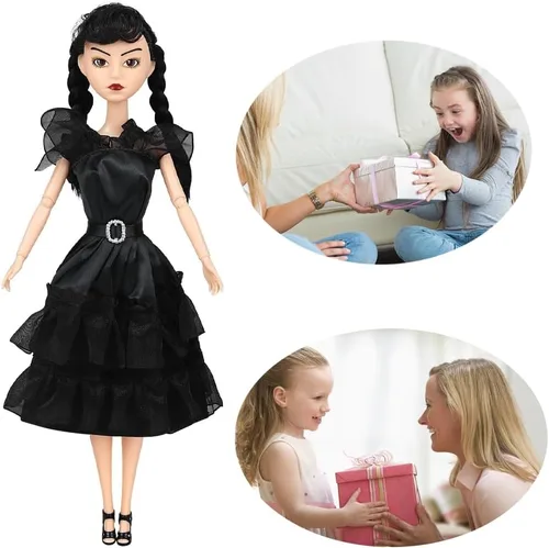 Miniatura 6 de Dumwick Muñeca Adams de 11.5" con Caja de Regalo, Tacones Altos, Vestido Negro y Cabello, Regalo de Juguetes Perfecto para Navidad y Cumpleaños