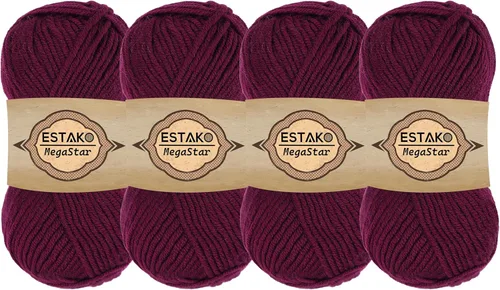 Miniatura 35 de Estako Megastar, 3.52 Oz (100g) de hilo de acrílico 75% y lana 25%, suave, peso grueso voluminoso #5 para crochet y tejer 120 yardas (110m)