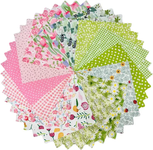DMFR - Cuadrados de tela floral de primavera de 10 x 10 pulgadas, 42 piezas de tela de pastel de 100% algodón para acolchar, cuadrados de edredón