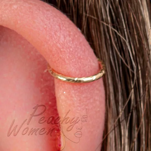 Miniatura 15 de Anillos de hélice de oro martillado 20G + ópalos + liso
