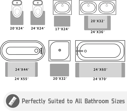 Miniatura 5 de Yimobra Tapete de baño lanudo de lujo original, tamaño grande, 24 x 17 pulgadas + forma de U de 24 x 20 pulgadas, suave y acogedor, súper absorbente