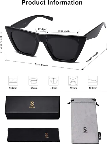 Miniatura 5 de SOJOS Trendy Oversized Square Cateye Polarized Sunglasses for Women and Men