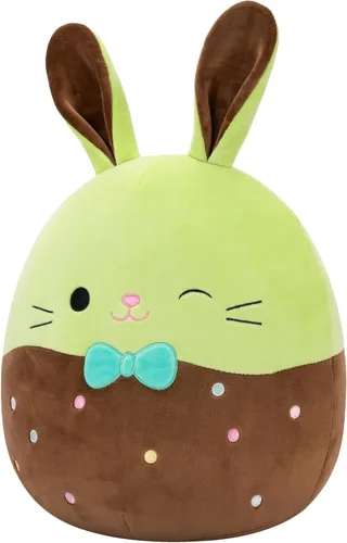 Miniatura 2 de Squishmallows Buster The Chocolate-Dipped Green Bunny Holding Chocolate Bunny original de 12 pulgadas - Peluche oficial de Pascua de Jazwares