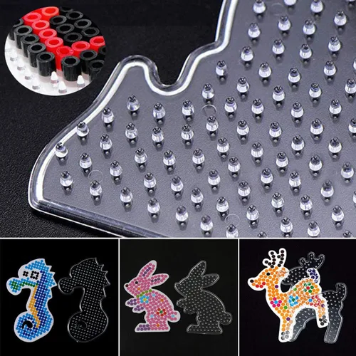 Miniatura 4 de 15 tableros de cuentas fusibles de 0.197 in, tableros de plástico transparente con 15 tarjetas coloridas, 4 pinzas y 15 cuerdas para colgar