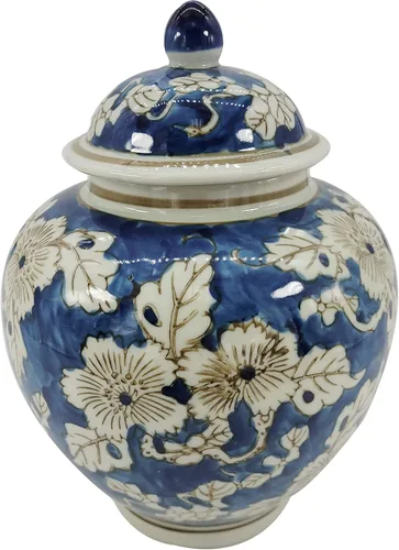 Miniatura 2 de Galt International Tarro de jengibre chinoiserie de flores azules y blancas de 10 pulgadas con tapa, tarro de jengibre, almacenamiento de té