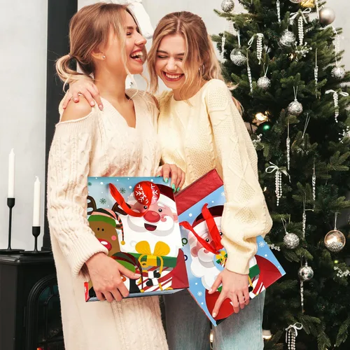 Miniatura 2 de GITMIWS Paquete de 12 bolsas de regalo de Navidad con papel de seda, bolsa de regalo de papel de Navidad grande de 12.6 pulgadas para regalos