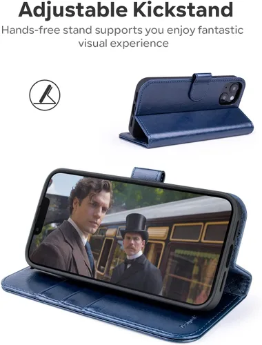 Miniatura 4 de OCASE Funda Cartera Compatible con iPhone 14, Funda Tipo Folio de Cuero PU con Tapa, con Tarjeteros y Bloqueo RFID, Soporte