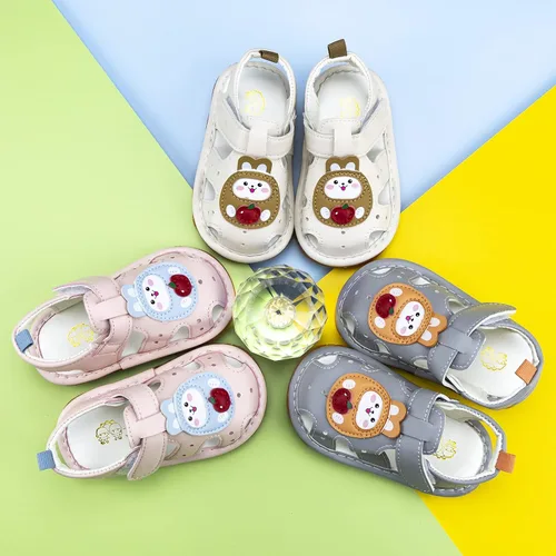 Miniatura 3 de SOFMUO Sandalias chirriantes antideslizantes con suela de goma suave y puntera cerrada, zapatos de verano al aire libre para niños pequeños