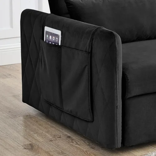 Miniatura 5 de Holaki Sofá cama extraíble de terciopelo moderno de 55 pulgadas, sofá biplaza, diván, diseño 2 en 1, sofá cama convertible de terciopelo