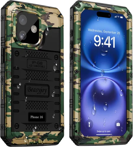 Miniatura 33 de Beasyjoy Funda impermeable para iPhone 12 Pro Max, cubierta protectora de cuerpo completo con protector de pantalla incorporado, resistente a Negro