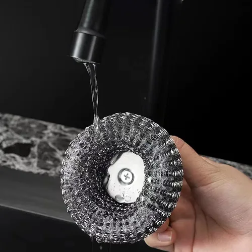 Miniatura 6 de Paquete de 2 Estropajos de Lana de Acero para Platos, Cepillo de Platos de Acero Inoxidable con Mango Ergonómico de Acero Inoxidable, para Limpiar
