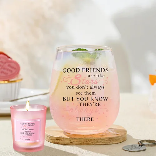 Miniatura 2 de Yalucky Regalos de amistad para mujeres, copas de vino, regalos de cumpleaños personalizados para amigos, hombres, regalos especiales para amigos