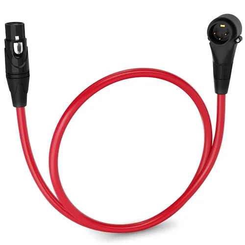 Miniatura 114 de LyxPro Cable de micrófono XLR hembra a macho de ángulo recto de 3 pines de 1.5 pies para altavoces amplificados, interfaz de audio, rendimiento