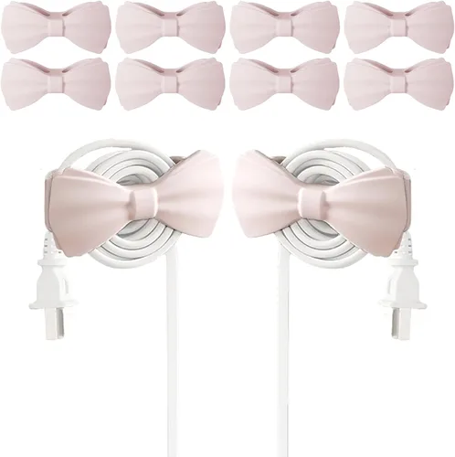 Miniatura 6 de Organizador de cables para electrodomésticos – Paquete de 4 soportes de cordón de lazo rosa, enrollador de cable adhesivo para mezclador de cocina