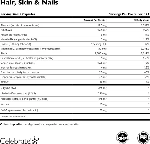 Miniatura 3 de Celebrate Vitaminas Cabello, Piel y Uñas - 120 Cápsulas