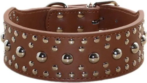 Miniatura 14 de Serijoars Collar de cuero de 2 pulgadas de ancho, collar resistente con tachuelas, ajustable para perros medianos y grandes (M, negro)