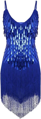Sywiyi Wonen's - Vestido de baile con flecos y lentejuelas brillantes, tango latino, Samba, con borlas y flecos, vestido de fiesta de noche