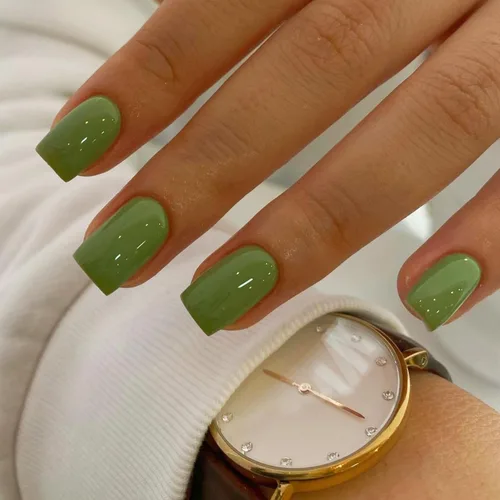 Miniatura 37 de KQueenest Uñas Postizas de Presión Azul Real Cortas Medianas Cuadradas con Pegamento, Juego de Uñas Falsas Sólidas Oscuras Cortas Ataúd Acrílicas