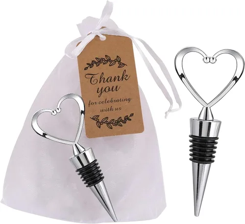 16 tapones para botellas de vino con forma de corazón, reutilizable, color plateado, decoración de bar de cocina, para bodas, cumpleaños, regalos de