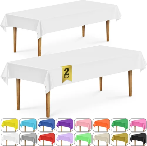 Miniatura 70 de DecorRack 2 Manteles rectangulares de plástico libres de BPA, 54 x 108 pulgadas, mantel de mesa para comedor, mantel rectangular para fiestas