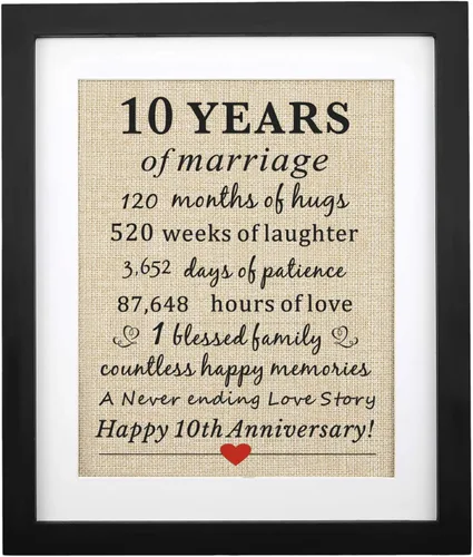 Corfara Marco de 10º aniversario de 11 pulgadas de ancho x 13 pulgadas de alto, regalo de matrimonio para parejas, regalo de 10º aniversario de