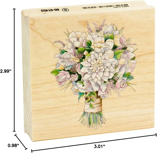 Miniatura 6 de Inkadinkado Sello de goma montado en ramo de novia para hacer tarjetas de boda y álbumes de recortes, 3 x 3 x 1 pulgadas