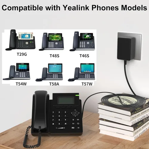 Miniatura 6 de LQM Yealink Phones - Adaptador de corriente de 5 V 2 A compatible con T54W T46U T46S T48U T48S T53W T57W T58A T58-CAM MP54 MP56 PS5V2000US Cargador
