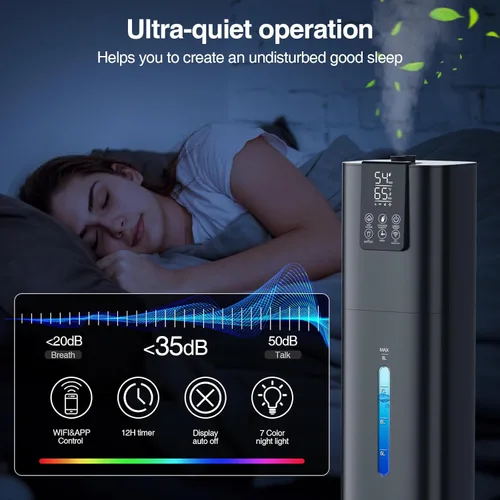 Miniatura 7 de Honovos Smart Humidifiers Large Room Bedroom Home, 2.11Gal(8L) Quiet Top Fill Cool Mist Humidifier, Smart App & Remote Control, 3 Speed Humidifier