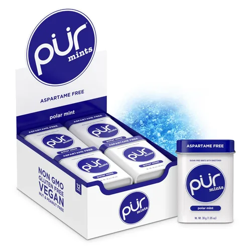 Miniatura 8 de PUR Mentas Mentas para aliento fresco sin aspartame Elaboradas con xilitol Sin azúcar, veganas, sin gluten Sabor natural a menta piperita