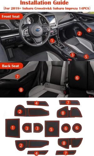 Miniatura 7 de Auovo - Alfombrillas antipolvo para puertas de Subaru Crosstrek y Impreza, modelos 2018-2023, revestimientos para puerta, insertos para portavasos