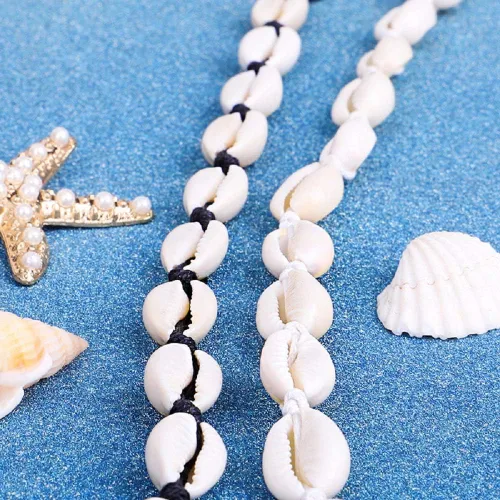 Miniatura 3 de Abitoncc - Collar de concha natural, pulsera de cordón de playa con concha de mar, gargantilla de perlas hecha a mano ajustable para niñas y mujeres