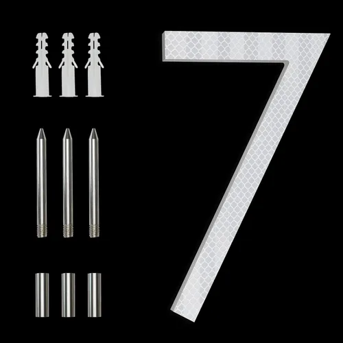 Miniatura 19 de Números Reflectantes de 8 Pulgadas para Dirección en Casa, Números de Casa Modernos de Metal Negro para Dirección en la Calle, Números de Casa