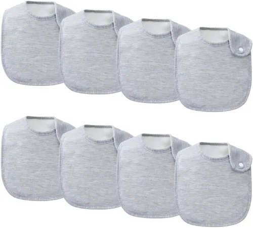 Miniatura 19 de Paquete de 8 baberos unisex ajustables con broches de presión, ultra suaves, absorbentes, babeo, dentición para niños y niñas Blanco