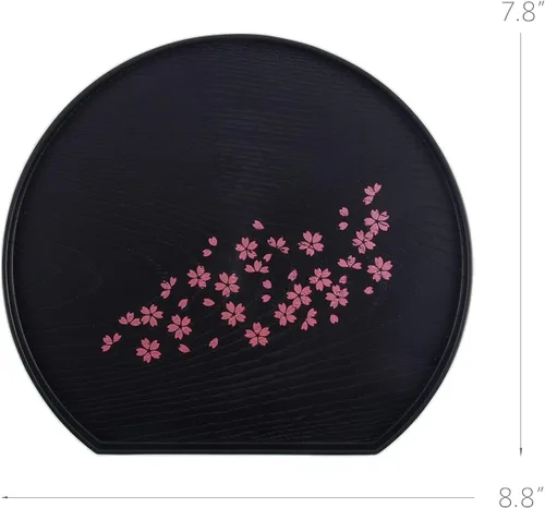 Miniatura 3 de Bandeja para servir té con diseño de flor de cerezo, con forma de media luna, 8.8 x 7.8 pulgadas, fabricada en Japón